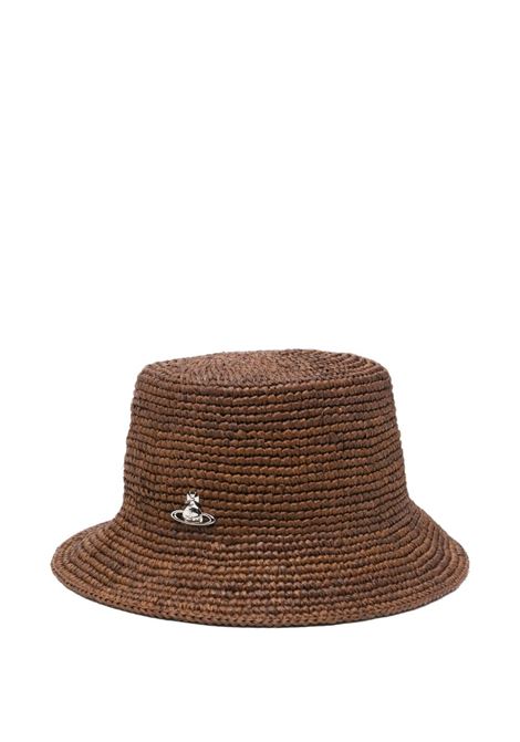 rafia bucket hat woman caramel VIVIENNE WESTWOOD | 81020009-K005NC405